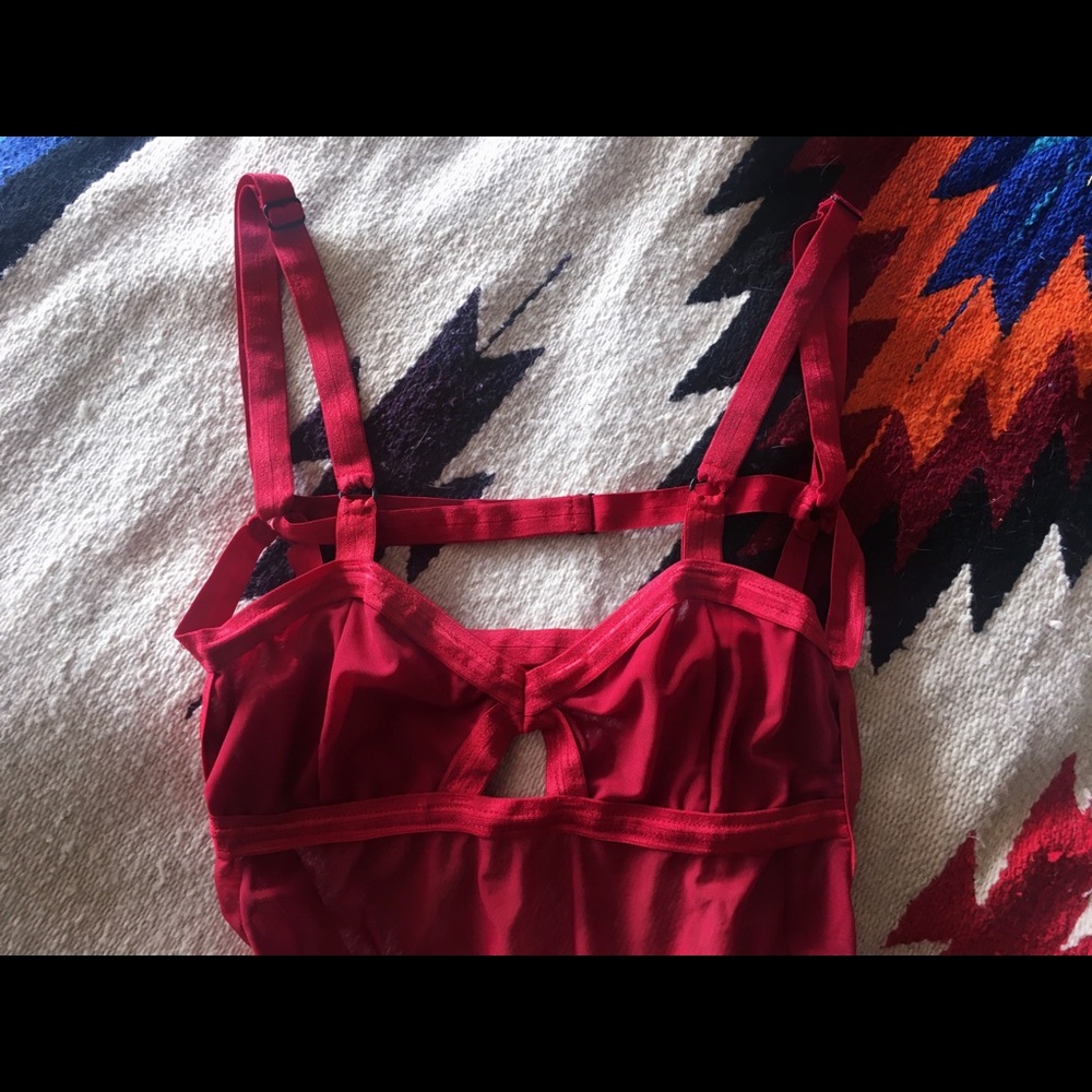 Sexy red solstice intimates thong bodysuit new
